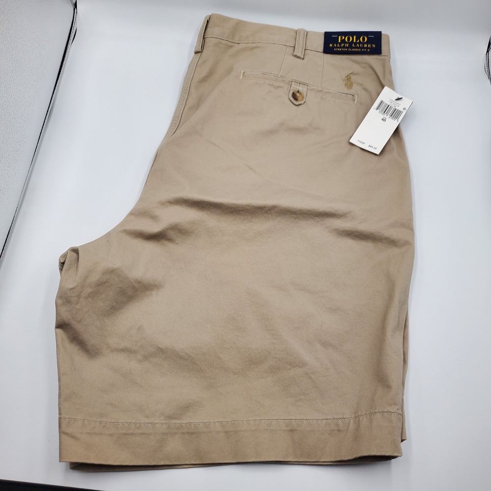 Polo Ralph Lauren Mens Core Replen Classic Fit 9 Inch Chino Shorts Tan 40‎ NEW